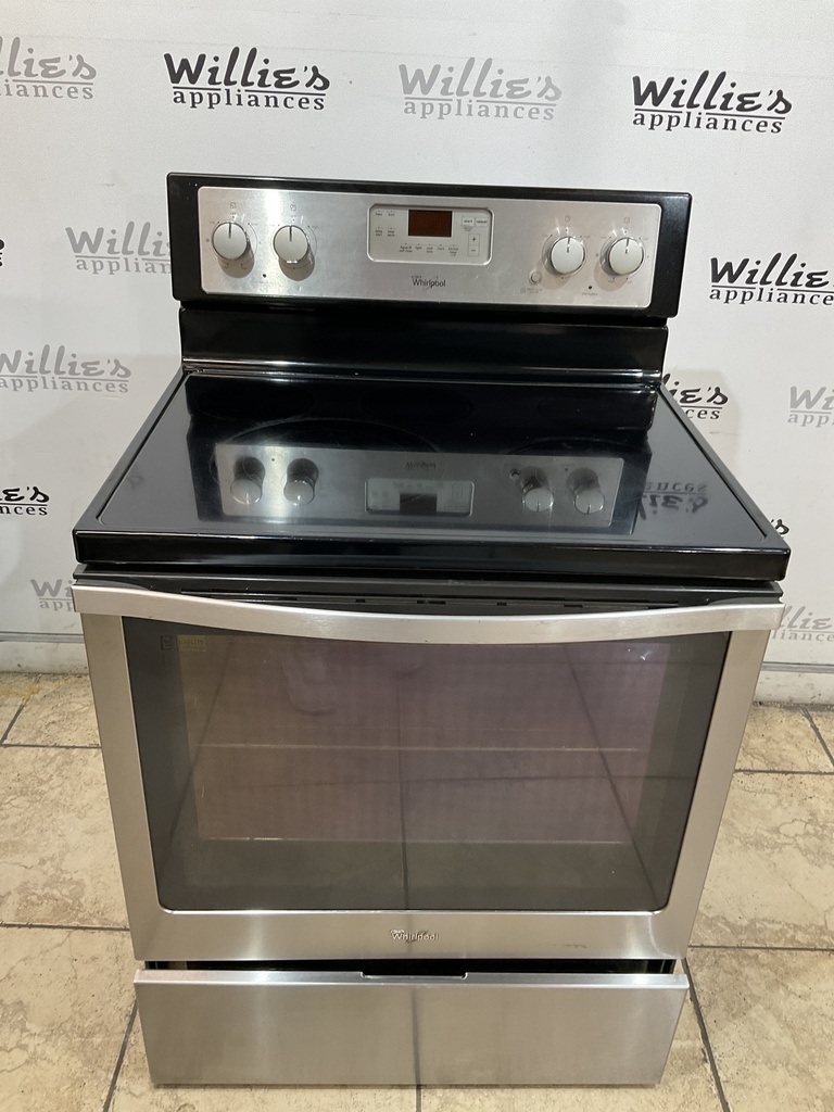 Whirlpool Used Electric Stove 220volts (40/50 AMP) 30inches {3 prong} (Stainless steel)