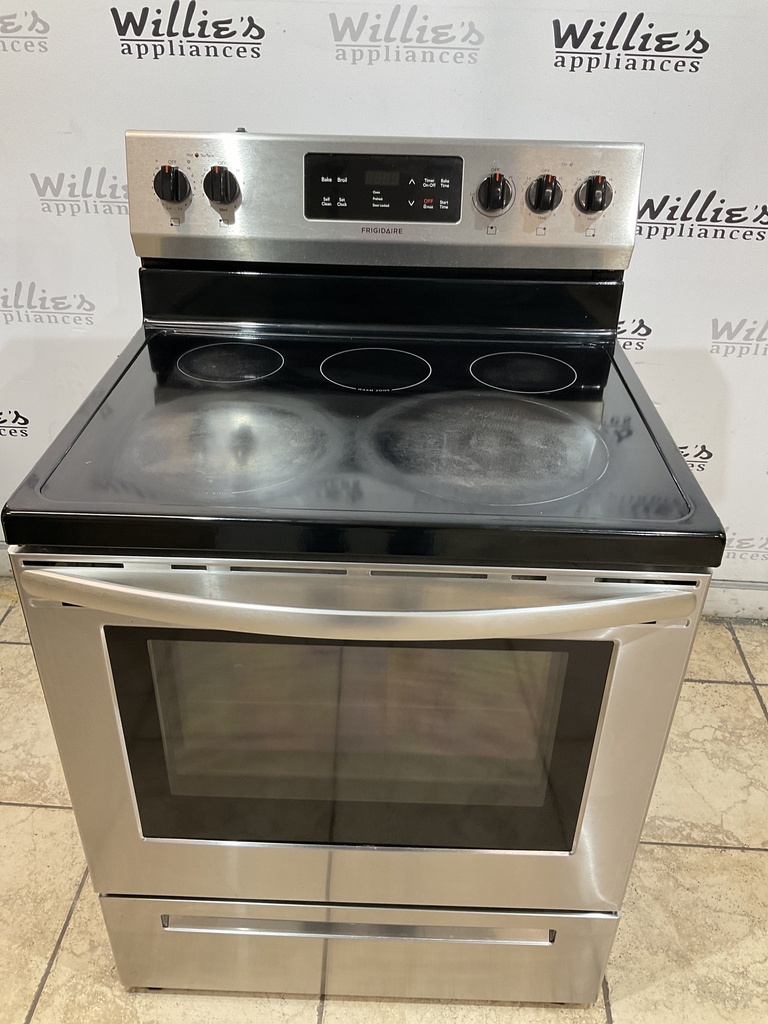 Frigidaire Used Electric Stove 220volts (40/50 AMP) 30inches {4 prong} (Stainless Steel) 
