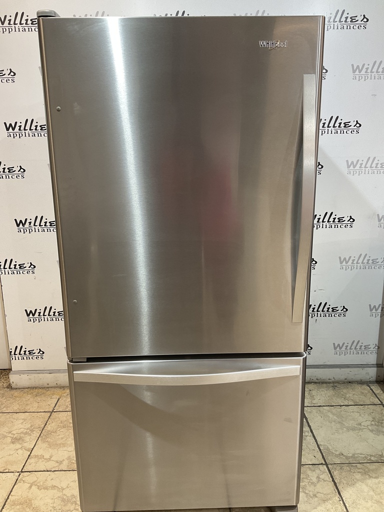 Whirlpool Used Refrigerator Top and Bottom Mount 32 1/2” x 69 1/2” (Stainless Steel) 