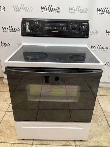 [100959] Whirlpool Used Electric Stove 220volts (40/50 AMP) 30inches {3 prong} (White/Black) 