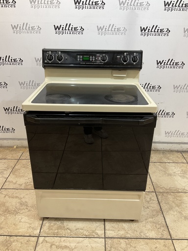 [101069] Ge Used Electric Stove 220volts (40/50 AMP) 30inches {4 prong} (Bisque/Black) 
