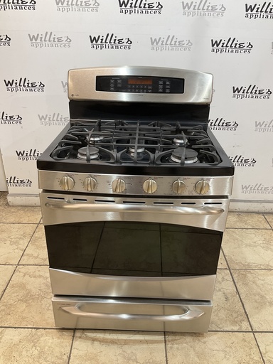 [101292] Ge Used Natural Gas Stove Double Oven 30inches (Stainless Steel) 