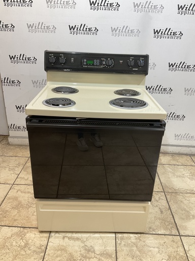 [101337] Ge Used Electric Stove 20volts (40/50 AMP) 30inches {no cord} (Bisque/Black) 