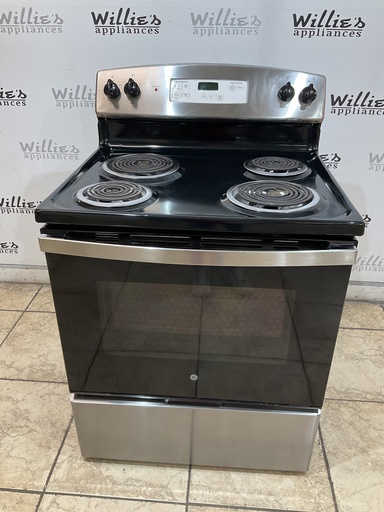 [101347] Ge Used Electric Stove 220volts (40/50 AMP) 30inches {4 prong} (Stainless steel) 