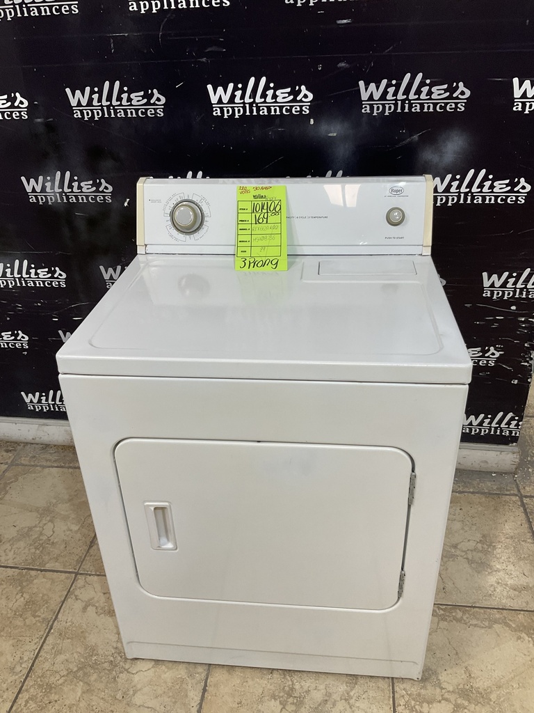 Roper Used Electric Dryer 220volts (30 AMP) 29inches {3 prong} (White) 
