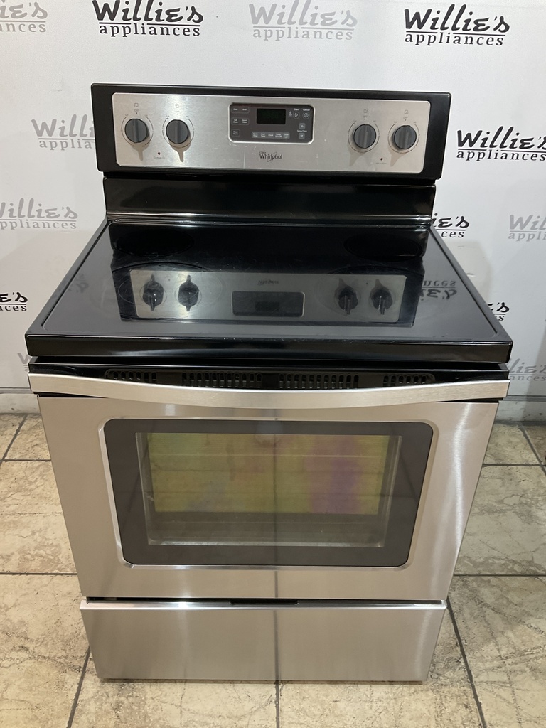 Whirlpool Used Electric Stove 220volts (40/50 AMP) 30inches {no cord} (Stainless Steel)