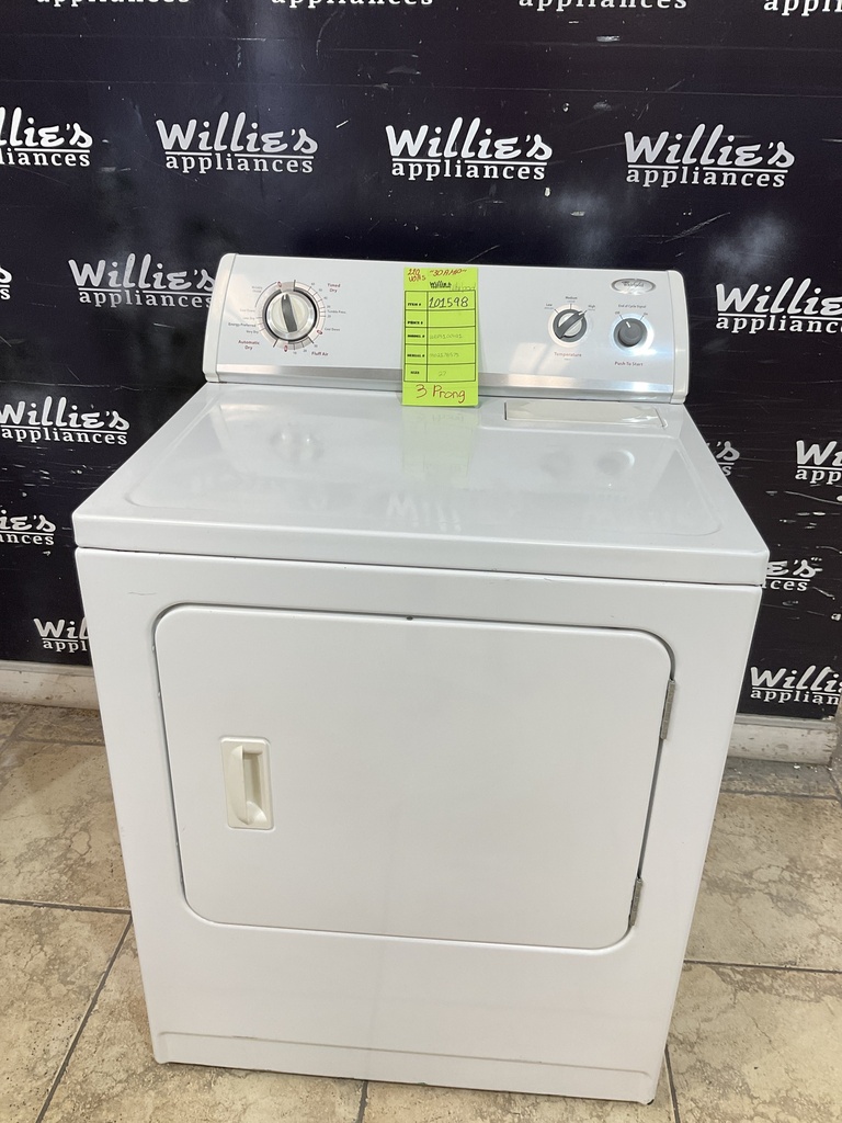 Whirlpool Use Electric 220 Volts (30 AMP) 27inches {3 prong} (White) 