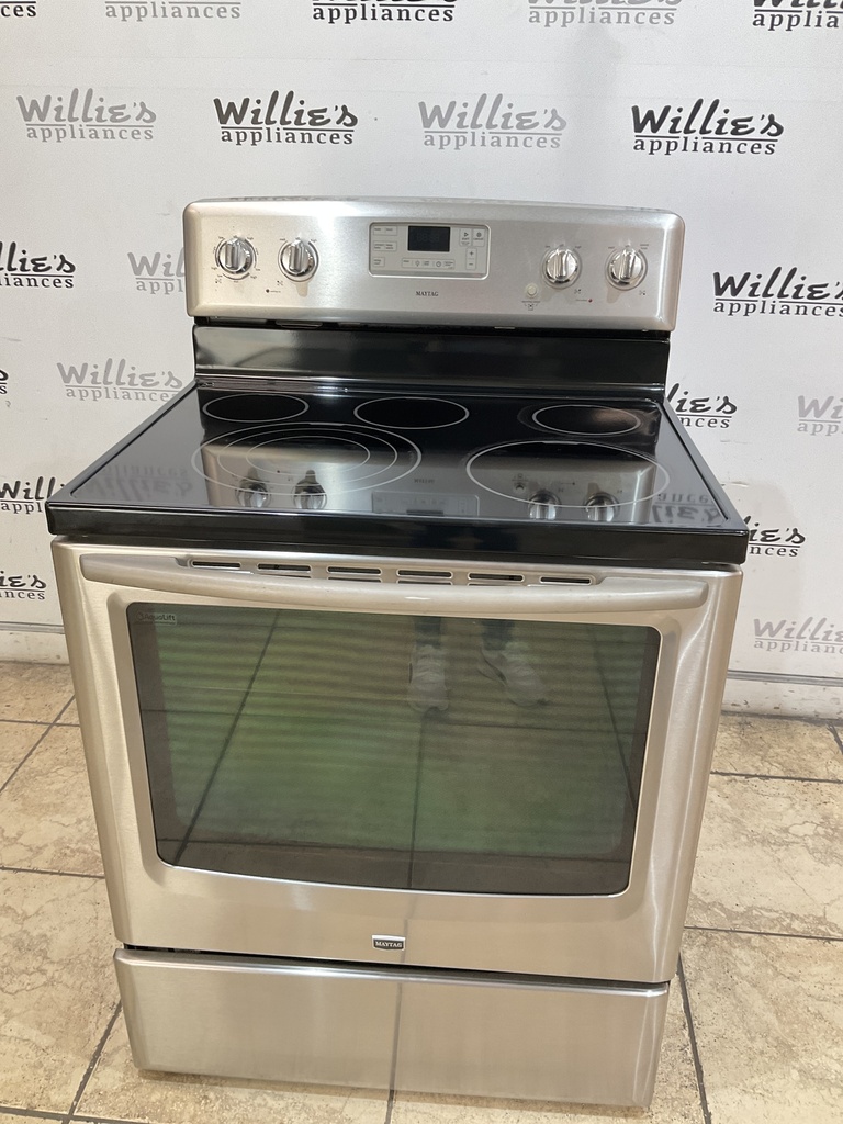 Maytag Used Electric Stove 220volts (40/50 AMP) 30inches {3 prong} (Stainless steel) 
