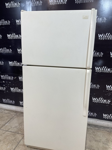 [101837] Whirlpool Used Refrigerator Top and Bottom 30x66 (Bisque) 