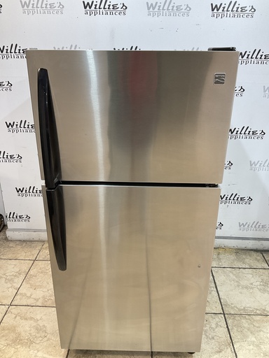 [101824] Kenmore Used Refrigerator Top and Bottom 28x59 1/2” (Stainless Steel) 