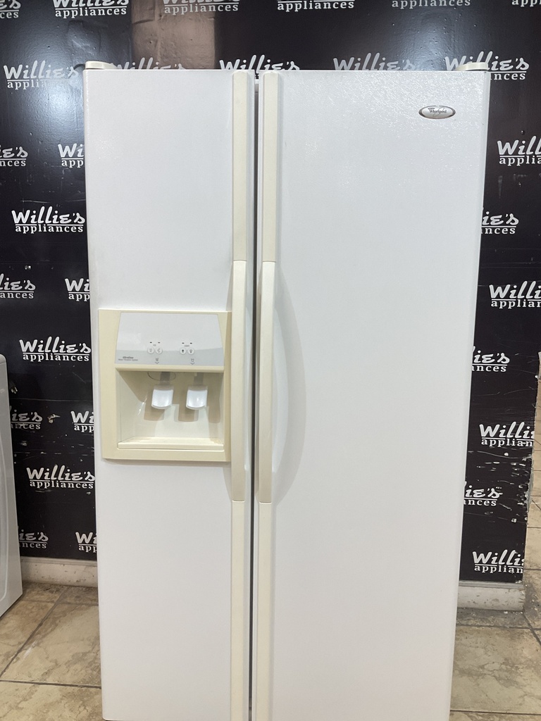 Whirlpool Used Refrigerator Side by Side 36x69 1/2” (White