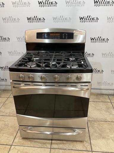 [101900] Ge Used Gas Propane Dual Fuel Stove Double Oven 30inches (Stainless Steel) 