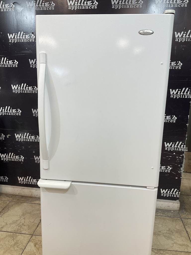 Whirlpool Used Refrigerator Top and Bottom Mount 30x66 1/2” (White)