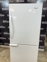 Whirlpool Used Refrigerator Top and Bottom Mount 30x66 1/2” (White)