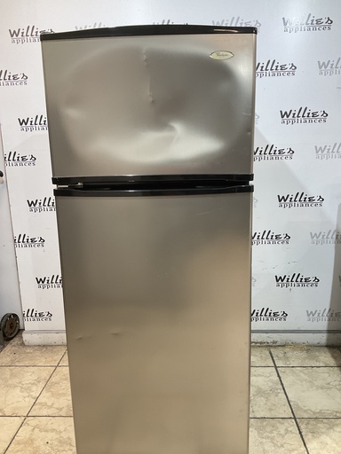 [102005] Whirlpool Used Refrigerator Top and Bottom 28x67 1/2” (Stainless Steel) 