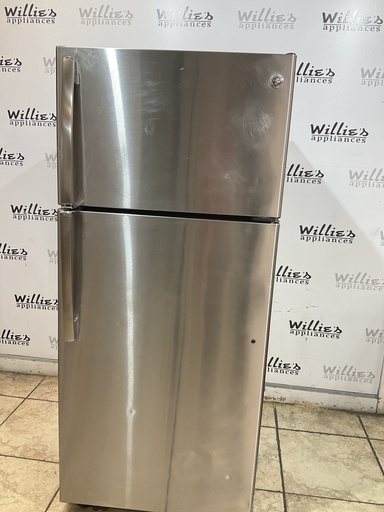 [102024] Ge Used Refrigerator Top and Bottom 28x64 (Stainless Steel) 