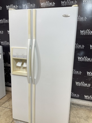 [102119] Whirlpool Used Refrigerator Side by Side 33 1/2” x 66 1/2” (White) 