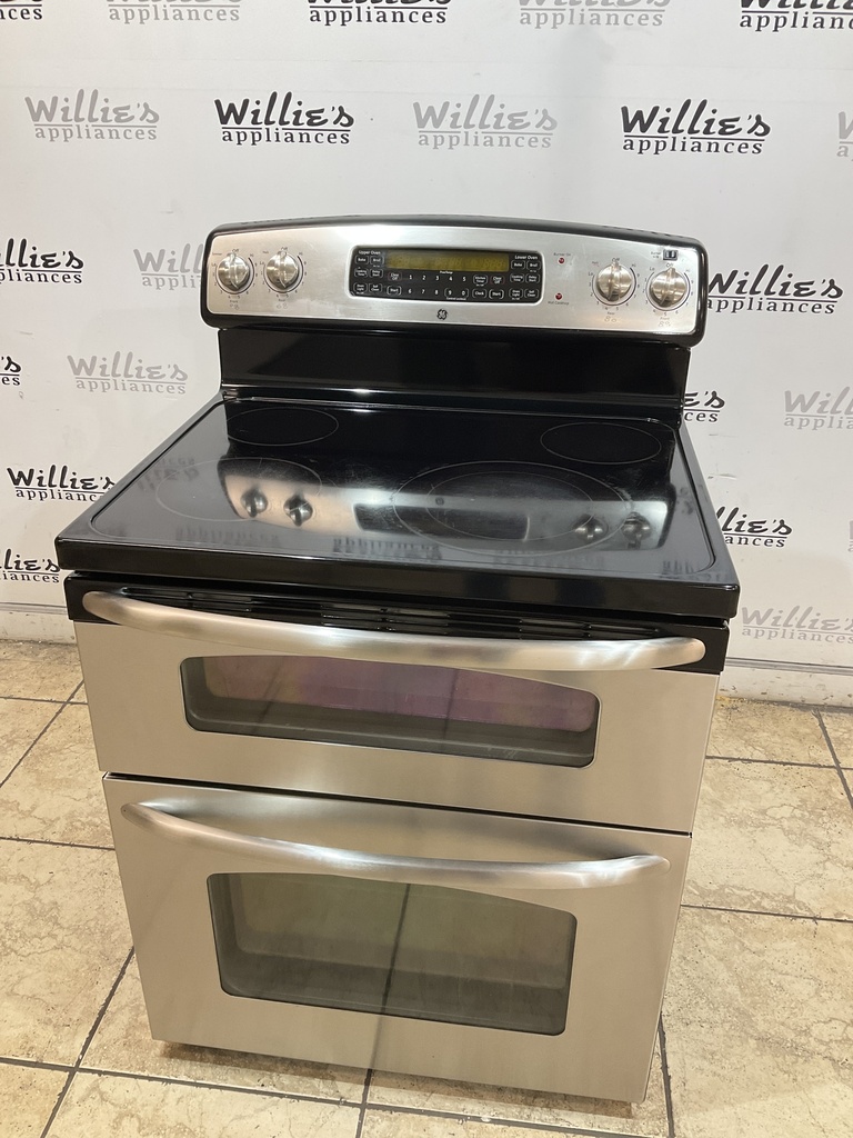Ge Used Electric Stove Double Oven 220volts (40/50 AMP) 30inches {3 prong} (Stainless Steel) 