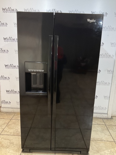 [102322] Whirlpool Used Refrigerator Counter Depth Side by Side 36x68 1/2” (Black) 