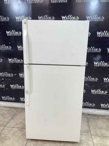 [102378] Ge Used Refrigerator Top and Bottom 28x61 1/2” (Bisque) 