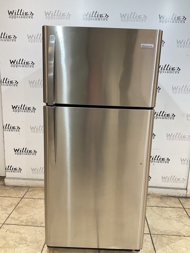 [102440] Frigidaire Used Refrigerator Top and Bottom 30x65 1/2” (Stainless Steel) 