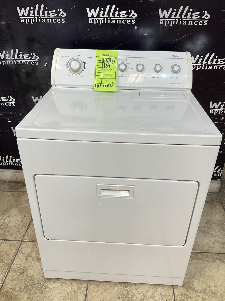 Whirlpool Used Electric Dryer 220volts (30 AMP) 29inches {no cord} (White) 