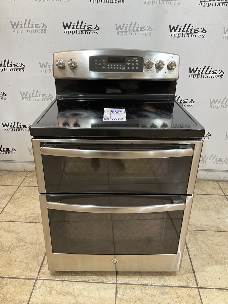 Ge Used Electric Stove Double Oven 220volts (40/50 AMP) 30inches {no cord} (Stainless Steel) 