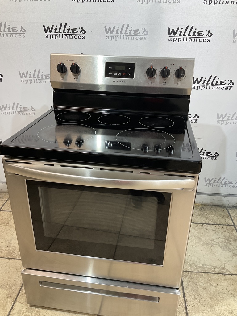 Frigidaire Used Electric Stove 220volts (40/50 AMP) 30inches {4 prong} (Stainless Steel) 
