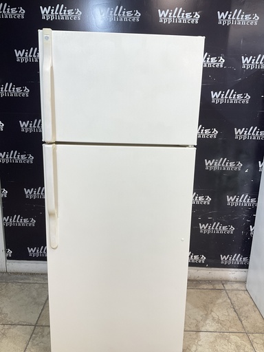 [102527] Ge Used Refrigerator Top and Bottom 28x67 1/2” (Bisque) 