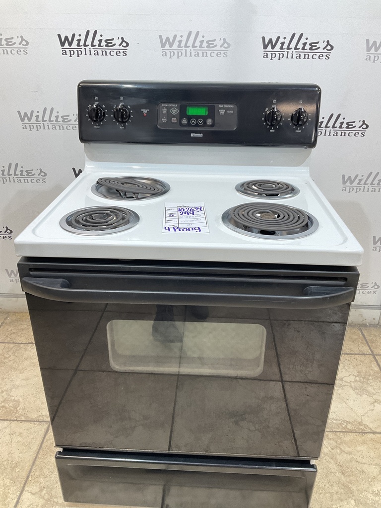 Kenmore Used Electric Stove 220volts (40/50 AMP) 30inches {4 prong} (White/Black) 