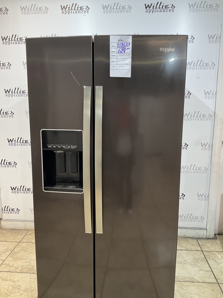 Whirlpool Used Refrigerator Side by Side 36x69 (Black Stainless)