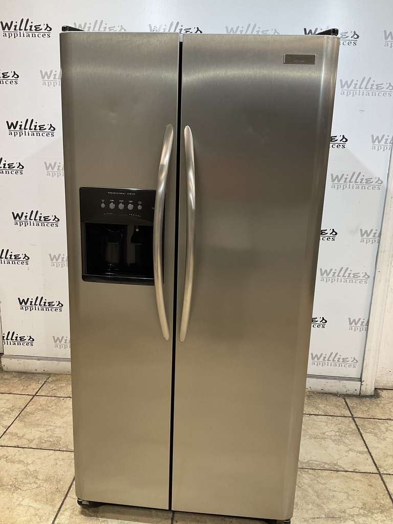 Frigidaire Used Refrigerator Side by Side 33 1/2” x 69” (Stainless Steel) 