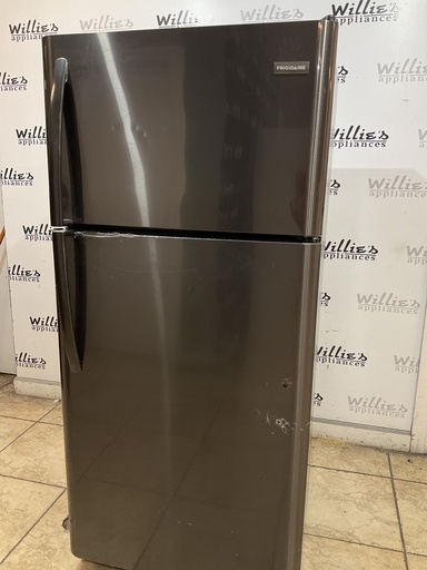 [102894] Frigidaire Used Refrigerator Top and Bottom 30x66 (Black Stainless) 