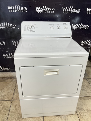 [103085] Kenmore Used Electric Dryer 220volts (30 AMP) 27inches {3 prong}  (White) 
