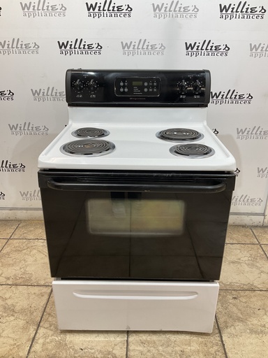 [103288] Frigidaire Used Electric Stove 220volts (40/50 AMP) 30inches {no cord} (White/Black)