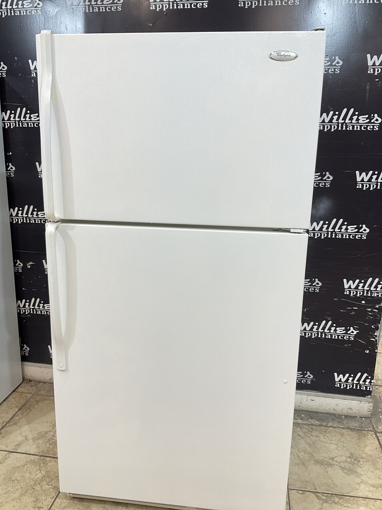 Whirlpool Used Refrigerator Top and Bottom 33x65 1/2” (White) 