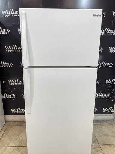 [103392] Whirlpool Used Refrigerator Top and Bottom 28x62 1/2” (White) 