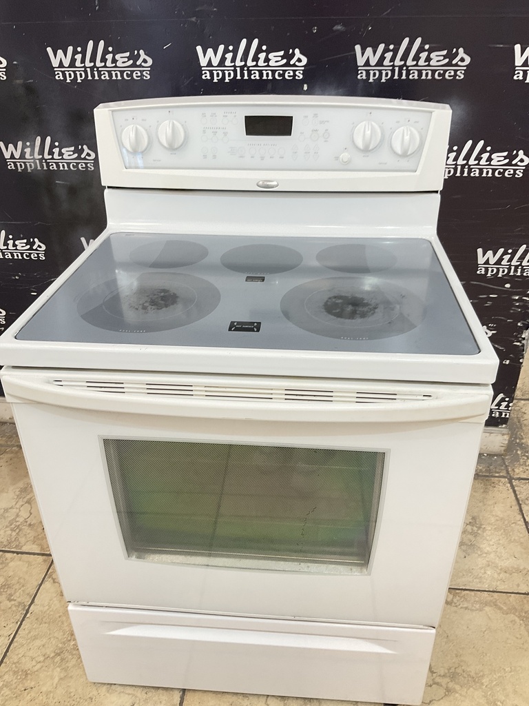 Whirlpool Used Electric Stove 220volts (40/50  AMP) 30inches {no cord} (White) 