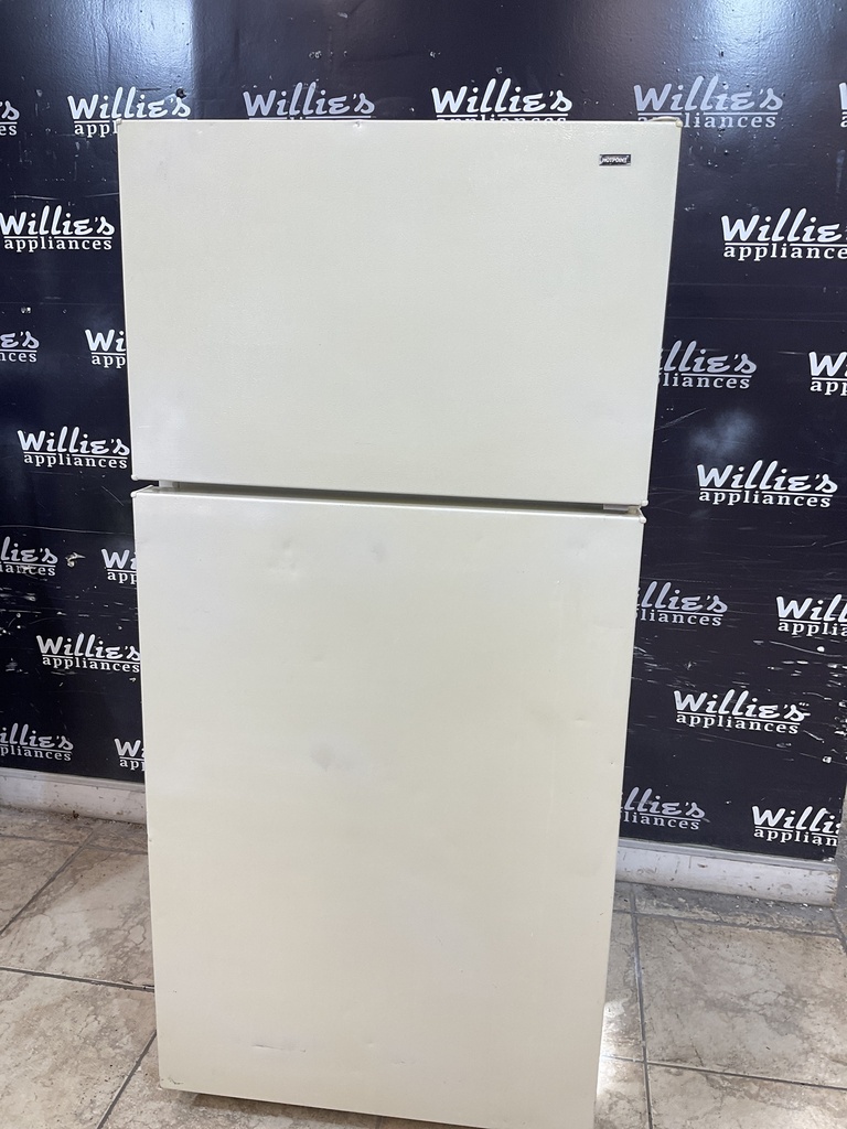 Hotpoint Used Refrigerator Top and Bottom 28x61 1/2” (Bisque) 
