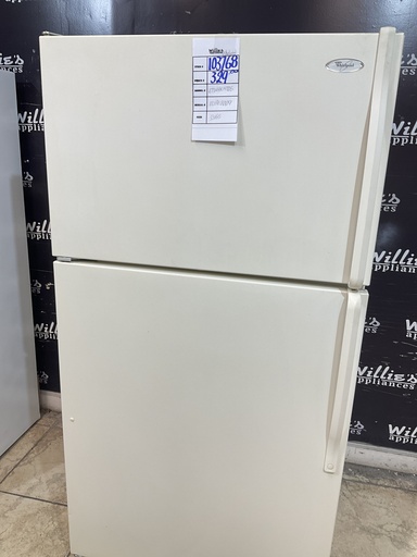[103768] Whirlpool Used Refrigerator Top and Bottom 33x66 (Bisque) 