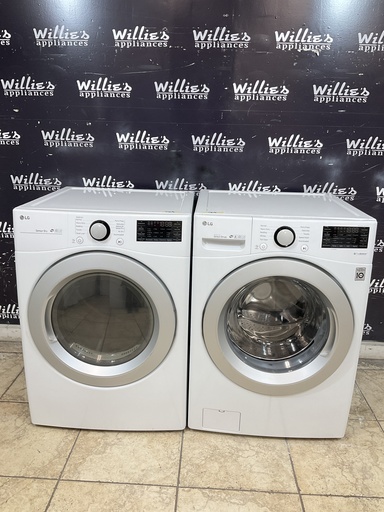[103860] Lg Used Electric Set Washer/Dryer Front-load 220volts (30 AMP) 27inches {4 prong} (White) 