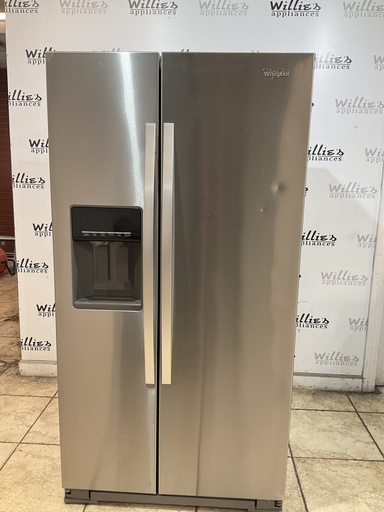 [104102] Whirlpool Used Refrigerator Side by Side Counter Depth 35 1/2” x69” (Stainless Steel)