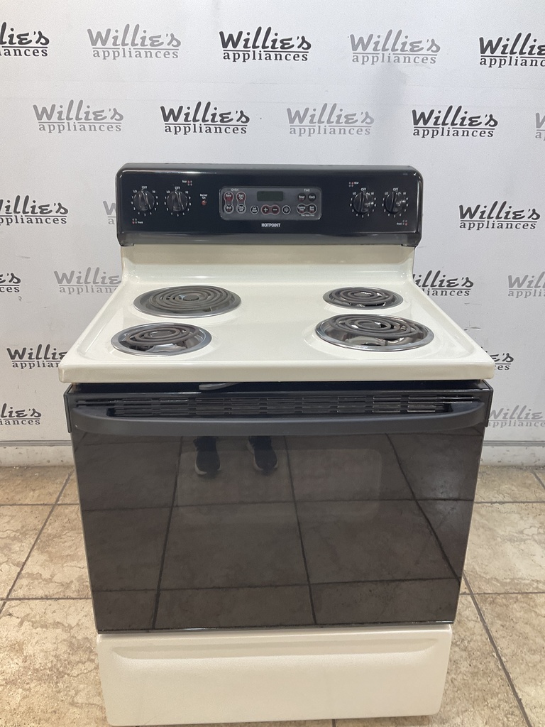 Hotpoint Used Electric Stove 220volts (40/50 AMP) 30inches {no cord} (Bisque/Black) 