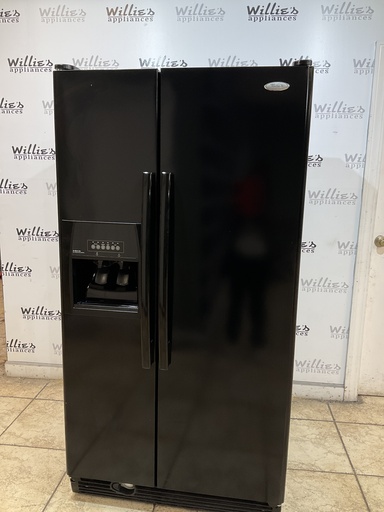 [104160] Whirlpool Used Refrigerator Side by side 36x69 1/2” (black) 