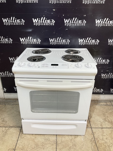 [104187] Ge Used Electric Stove 220volts (40/50 AMP) 30inches {4 prong} (White) 