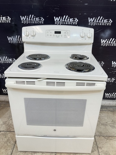 [104207] Ge Used Electric Stove 220volts (40/50 AMP) 30inches {3 prong} (Bisque)