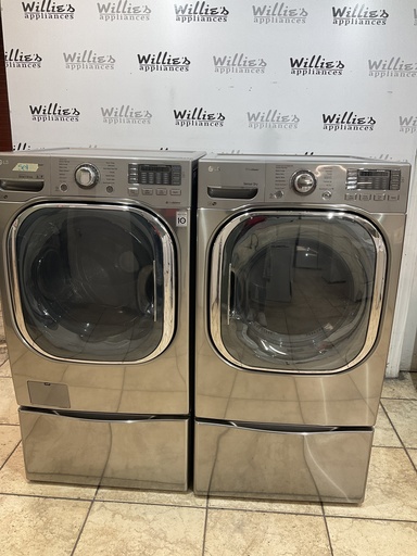 [104270] Lg Used Electric Set Washer/Dryer Front-load 220volts (30AMP) 27inches {3 prong} (Grey)