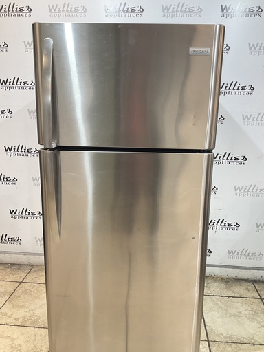 [104363] Frigidaire Used Refrigerator Top and Bottom 30x65 1/2” (Stainless Steel) 