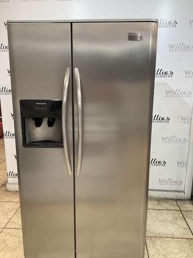 [104491] Frigidaire Used Refrigerator Side by Side 36 1/2” x 69 1/2” (Stainless Steel) 