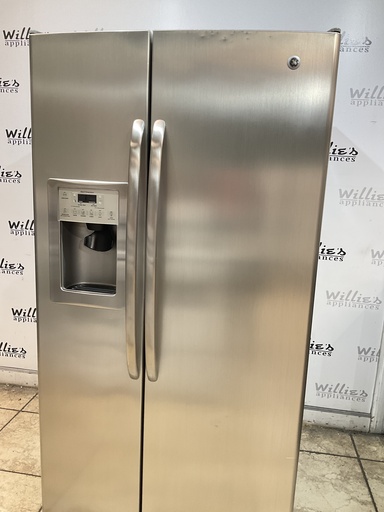 [104490] Ge Used Refrigerator Side by Side 36 1/2” x 69” (Stainless Steel) 